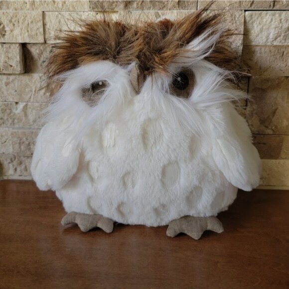 Pier 1 Imports Gracie Snowy Owl Plush 9" Stuffed animal white brown Tuft - Picture 5 of 5
